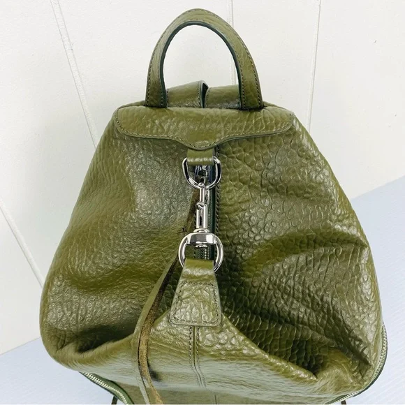NEW Rebecca Minkoff Julian Backpack Olive Green Bubbled Lamb Leather - Picture 7 of 13